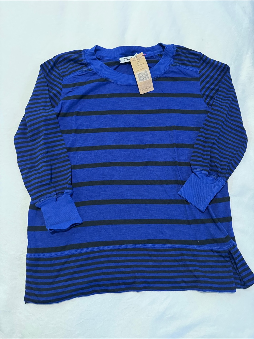 Long Sleeve Blue & Black Striped Top